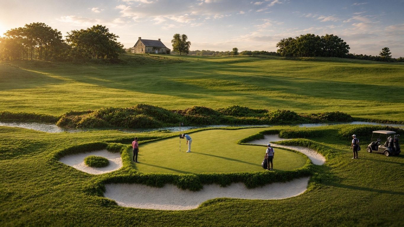 Green y bunkers al atardecer